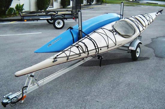 A Trailex SUT-220 two kayak carrier conversion kit, with 2 kayaks.