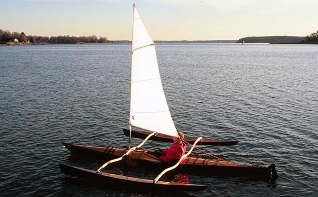 Show Full Screen Peaceful sail in a kayak with a  CLC SailRig