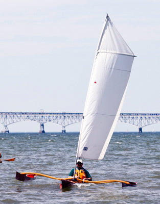 Show Full Screen Sails for the  CLC SailRig come in three sizes: 40, 55, or 70 sq ft.