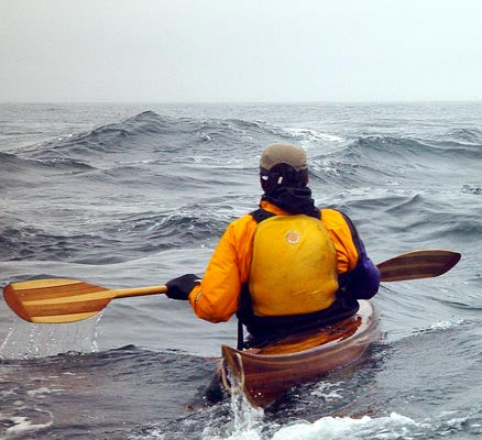 Carl T. negotiating a choppy sea in his Night Heron.