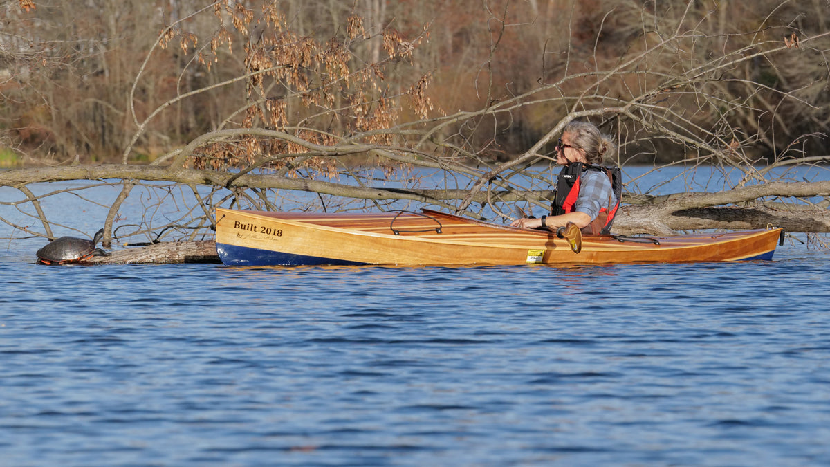 A turtle confronts a paddler of a Wood Duck 10 Hybrid on Marsh Creek in Pennsylvania.