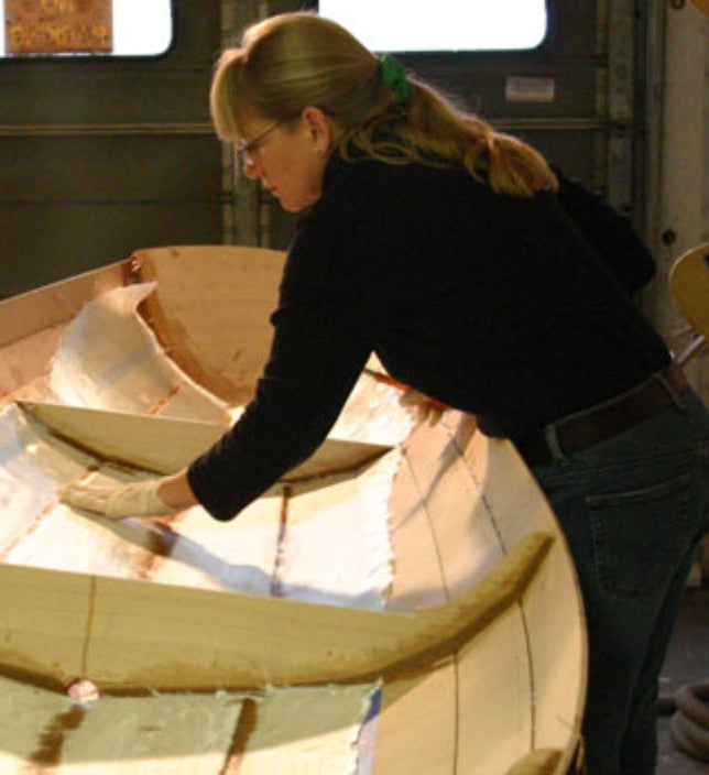 Adding fiberglass to the interior of an Annapolis Wherry