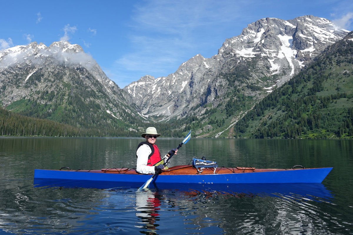 Chesapeake 16 kayak paddling Leigh Lake, Grand Teton National Park. Built by Mike B.
