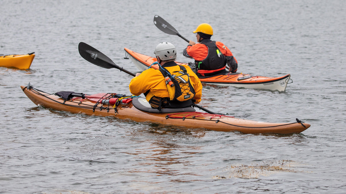 The long and lean Guillemot L at the Schoodic Sea Kayak Retreat at Schoodic Point in Maine.