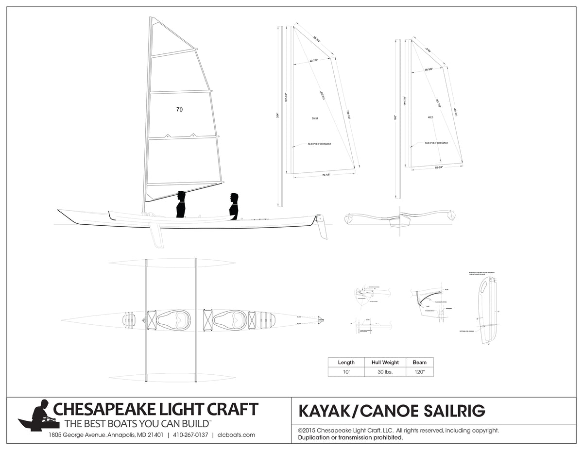 Show Full Screen CLC Kayak and Canoe SailRig Study Plans page 1