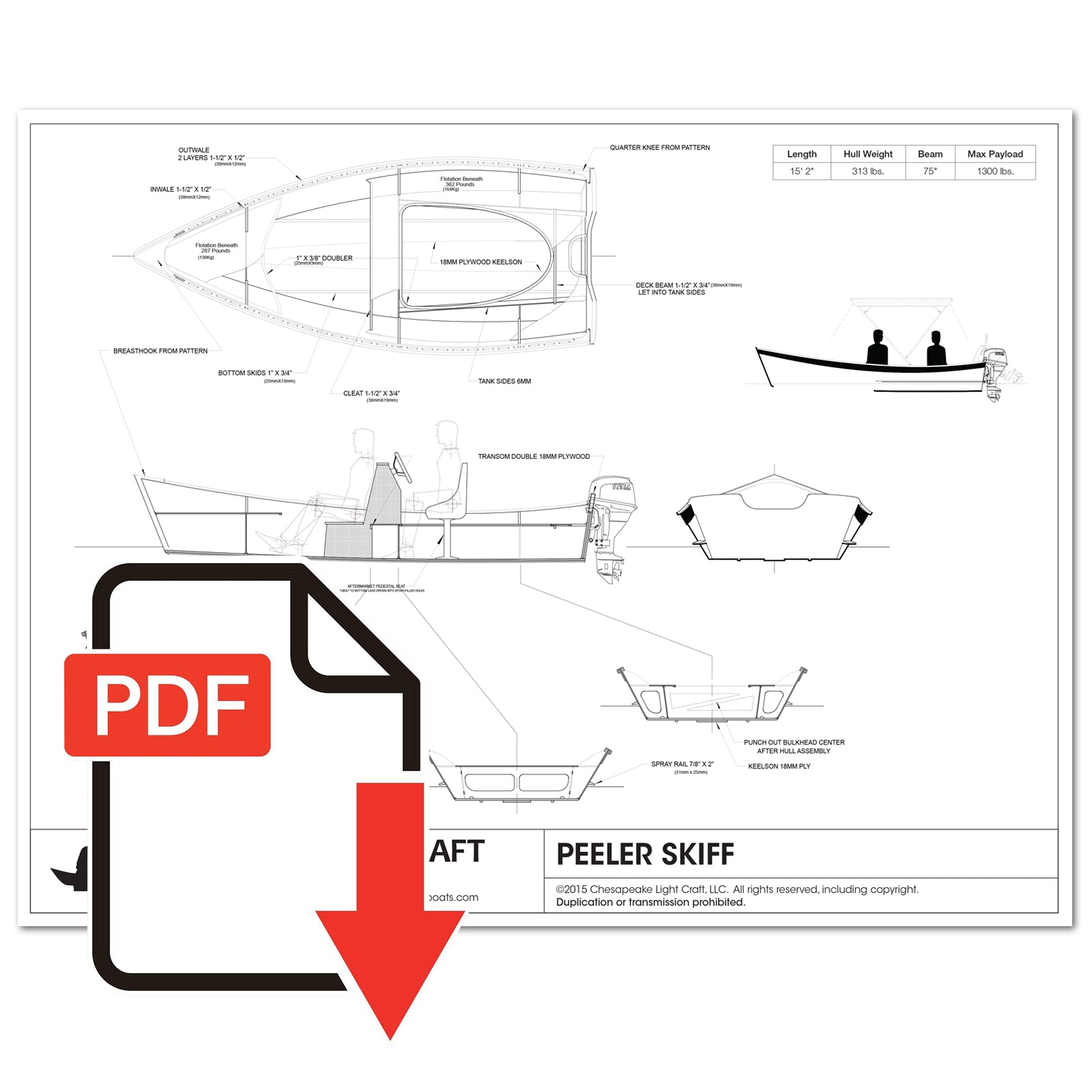 Peeler Skiff Study Plans - Emailed PDF