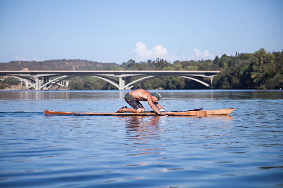 San'O Paddleboard being paddled from the kneeling position.