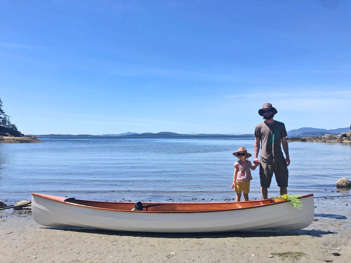 Sassafras 12 Canoe built by Brian & Willa M., is ready for its inaugural launching at Wildcat Cove in Washington State.