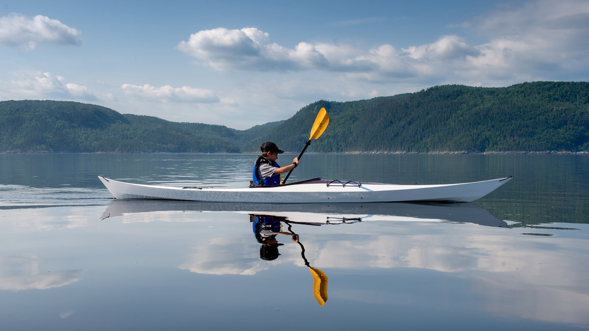 Shearwater 16 kayak, built by Martin M, Saguenay Fjord, Quebec.