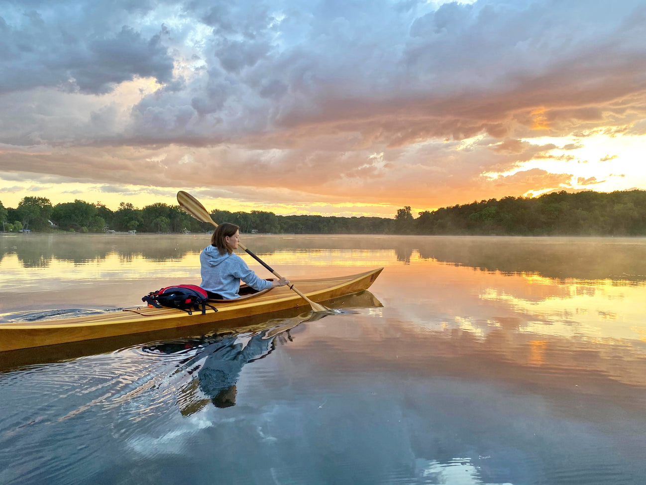 Shearwater 16 Hybrid built by Dan B, seen during a morning paddle near Minneapolis, MN.