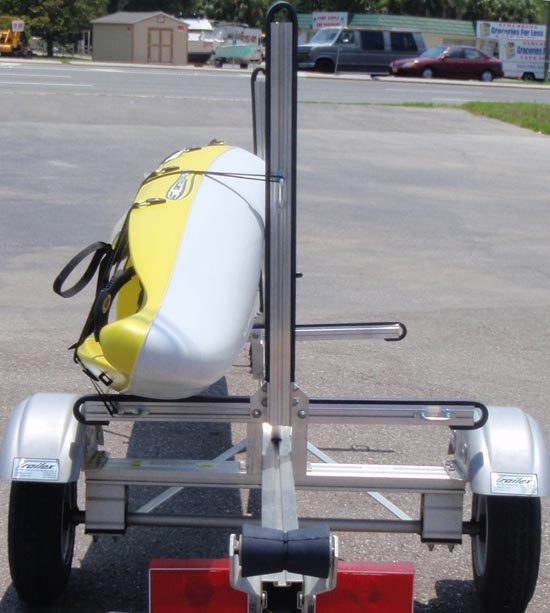 A Trailex SUT-220 two kayak carrier conversion kit, 1 kayak rear view
