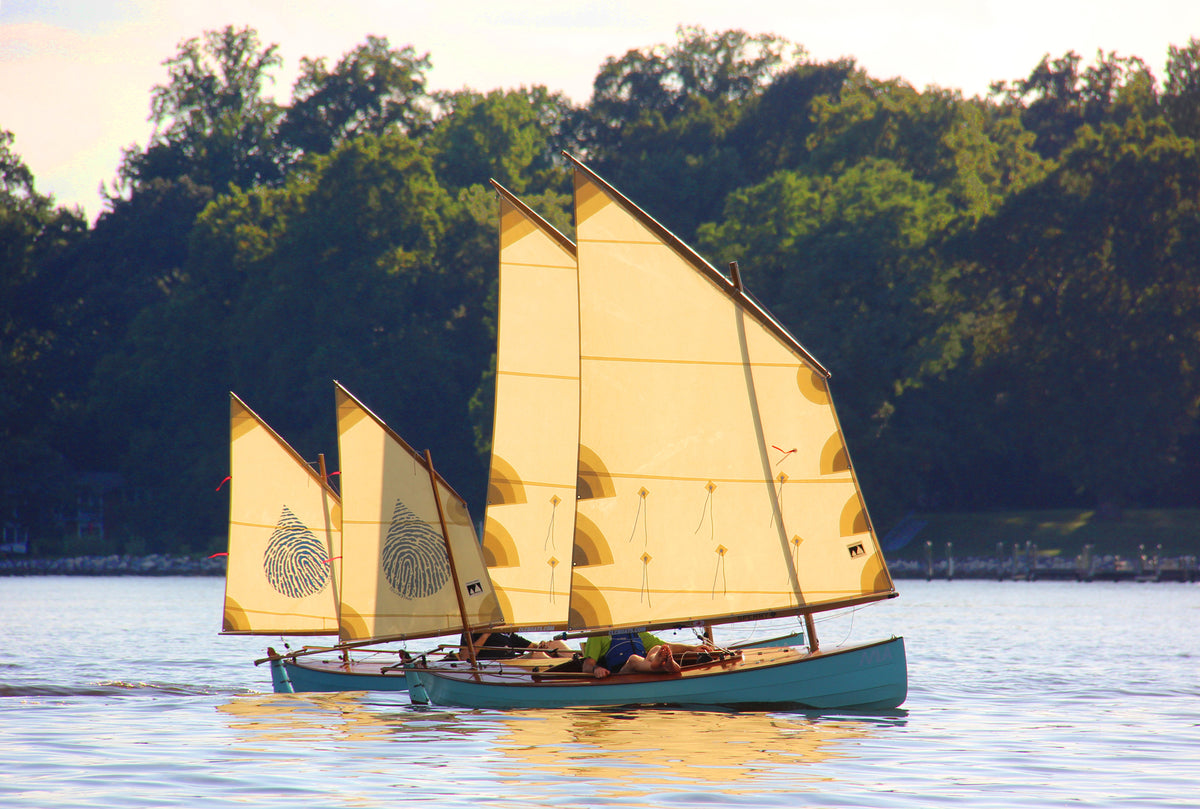 Waterlust Sailing Canoes, "Anna" & "Mia" sailing the Severn River, Annapolis, MD