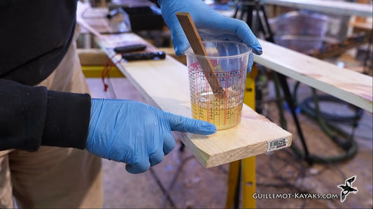 measuring epoxy for mixing