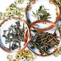 screws, brads, ring nails, and washers