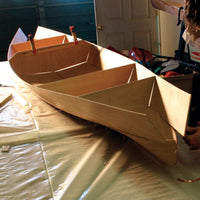 Wood Duck hull being stitched together
