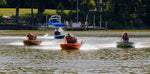 Drivers lean into the turn then straighten out to keep their Cocktail Class racers on plane during one heat in the CCWBRA-Harris Invitational   Thumbnail