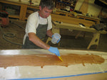 Fiberglassing an Annapolis Tandem Wherry during construction Thumbnail