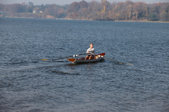 A solo rower in an Annapolis Wherry Tandem