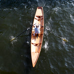 An overhead shot of a single rower in an Annapolis Tandem Wherry Thumbnail