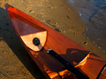 Detail of the bow of an Annapolis Tandem Wherry on a beach Thumbnail