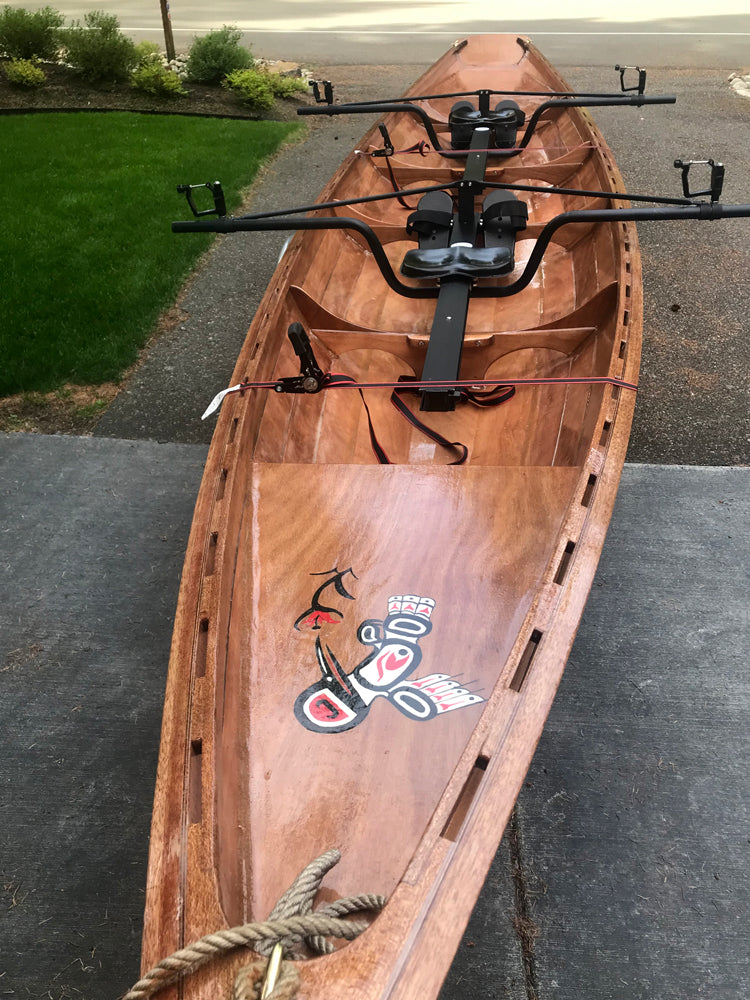 Detail of custom decorations on an Annapolis Wherry Tandem built by Pieter V.