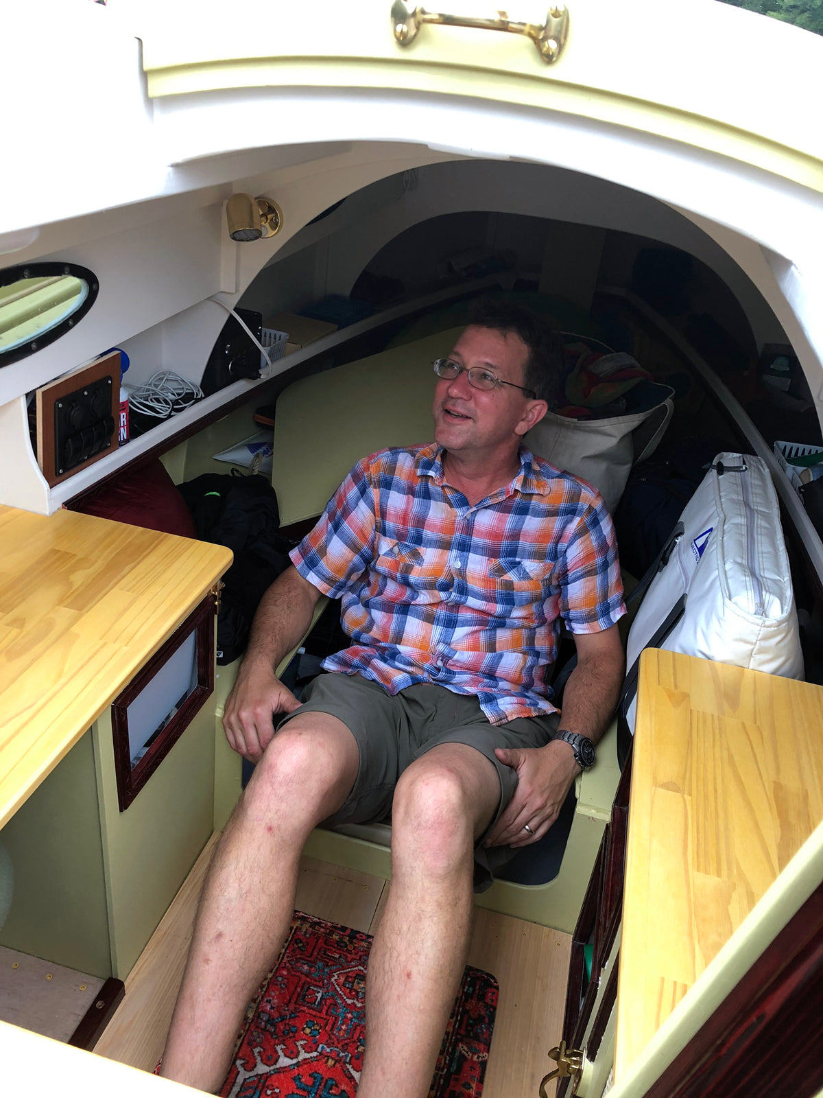 Cabin accommodations aboard an Autumn Leaves canoe yawl.