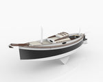 Rendering of the Autumn Leaves Canoe yawl, viewed from above port beam. Thumbnail