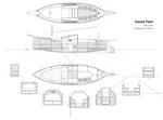 Deck layout, profile, and bulkhead section views of the Autumn Leaves canoe yawl.  Thumbnail