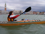 Andrea T. paddling her Chesapeake 16LT wooden kayak in Venice, Italy Thumbnail