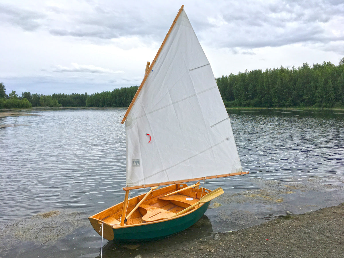 In Alaska, Dan J. built this Eastport Pram that he sails on Cheney Lake.