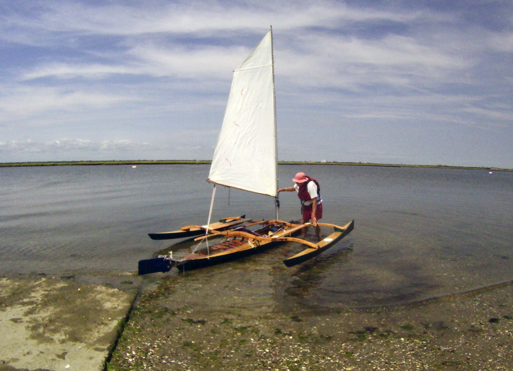 George A. Getting ready to launch his kayak and CLC SailRig in just a whisper of wind.