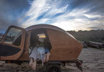 Six feet peek out of the CLC Teardrop Camper  Thumbnail