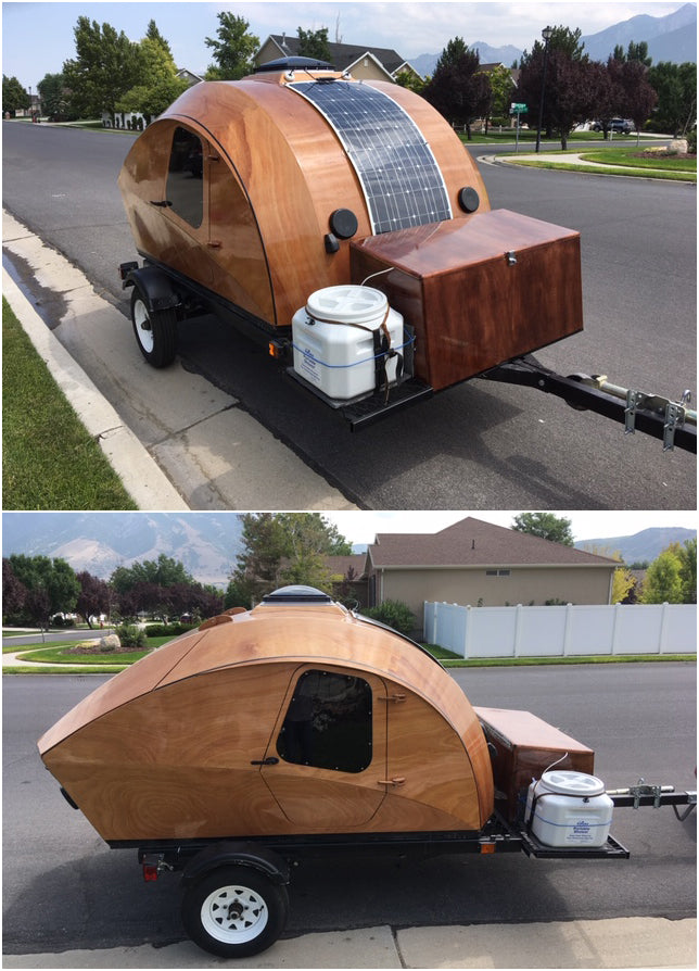 David Brough added a flexible solar panel and a modified the storage box panel on his CLC Teardrop Camper.