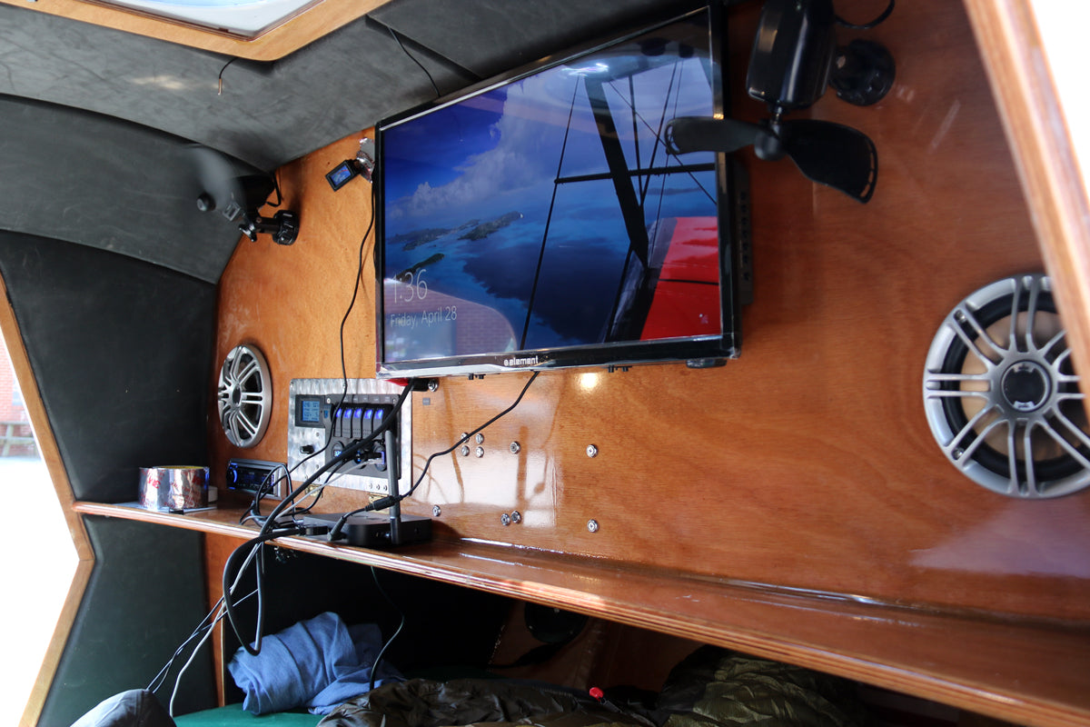 Don Gates put a television inside his CLC Teardrop Camper.