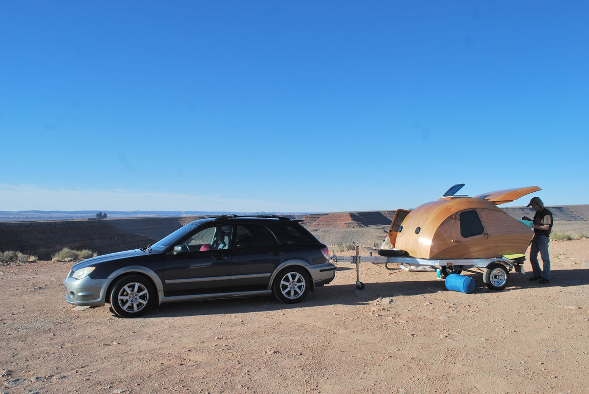 Perfect view of western mesas from CLC Teardrop Camper in Gooseneck State Park, Utah. Photograph by Karen Edge.