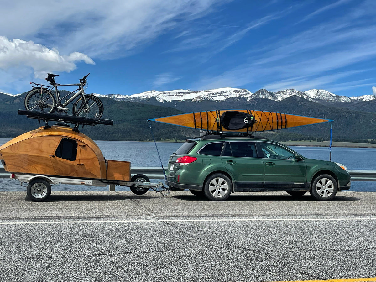 Jeff Good brought bikes and a kayak on his camping trip with his CLC Teardrop Camper