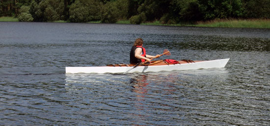 Paddling a Chesapeake 16 wooden kayak built by Roger W. in Ireland