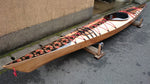 A Chesapeake wooden kayak with flowered fabric onlay, built by Kouichi F. Thumbnail