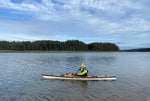 Paddling a Chesapeake 16 wooden kayak built by Michael M. at Willapa Bay Wildlife Refuge in Washington Thumbnail