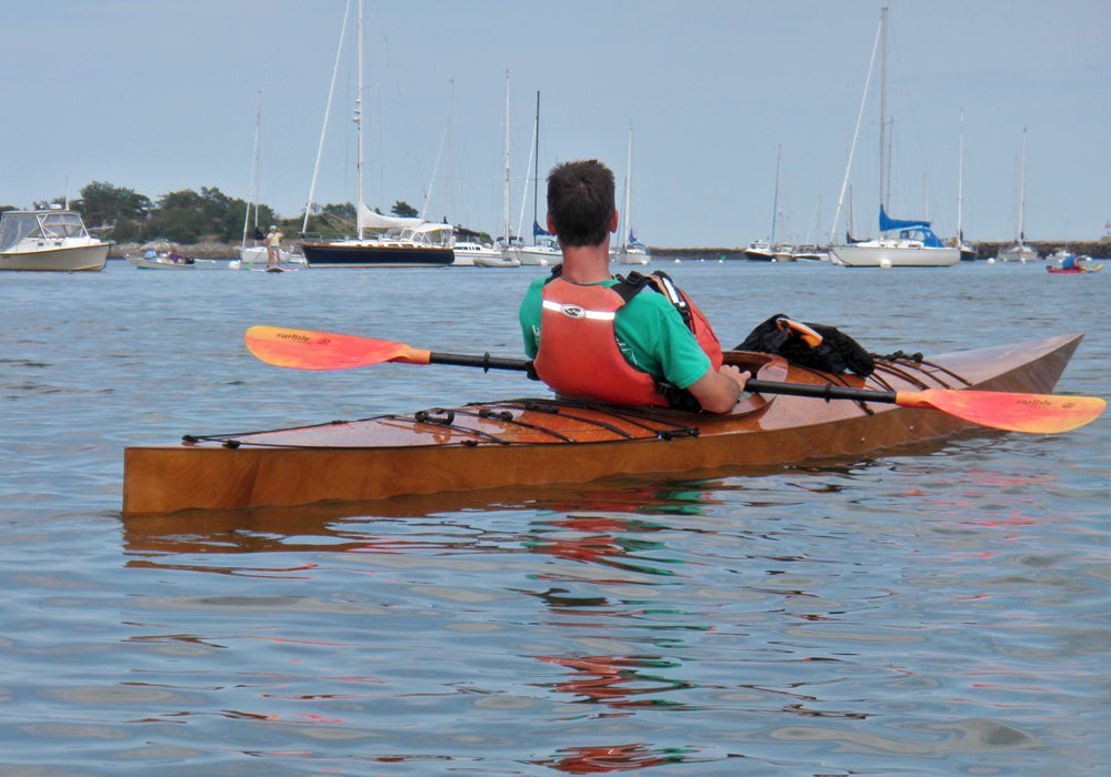 Paddling a Chesapeake 17LT wooden kayak built by Frank O.