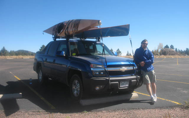Cartopping Chesapeake 17LT and Mill Creek 16.5 wooden kayaks built by Steven L