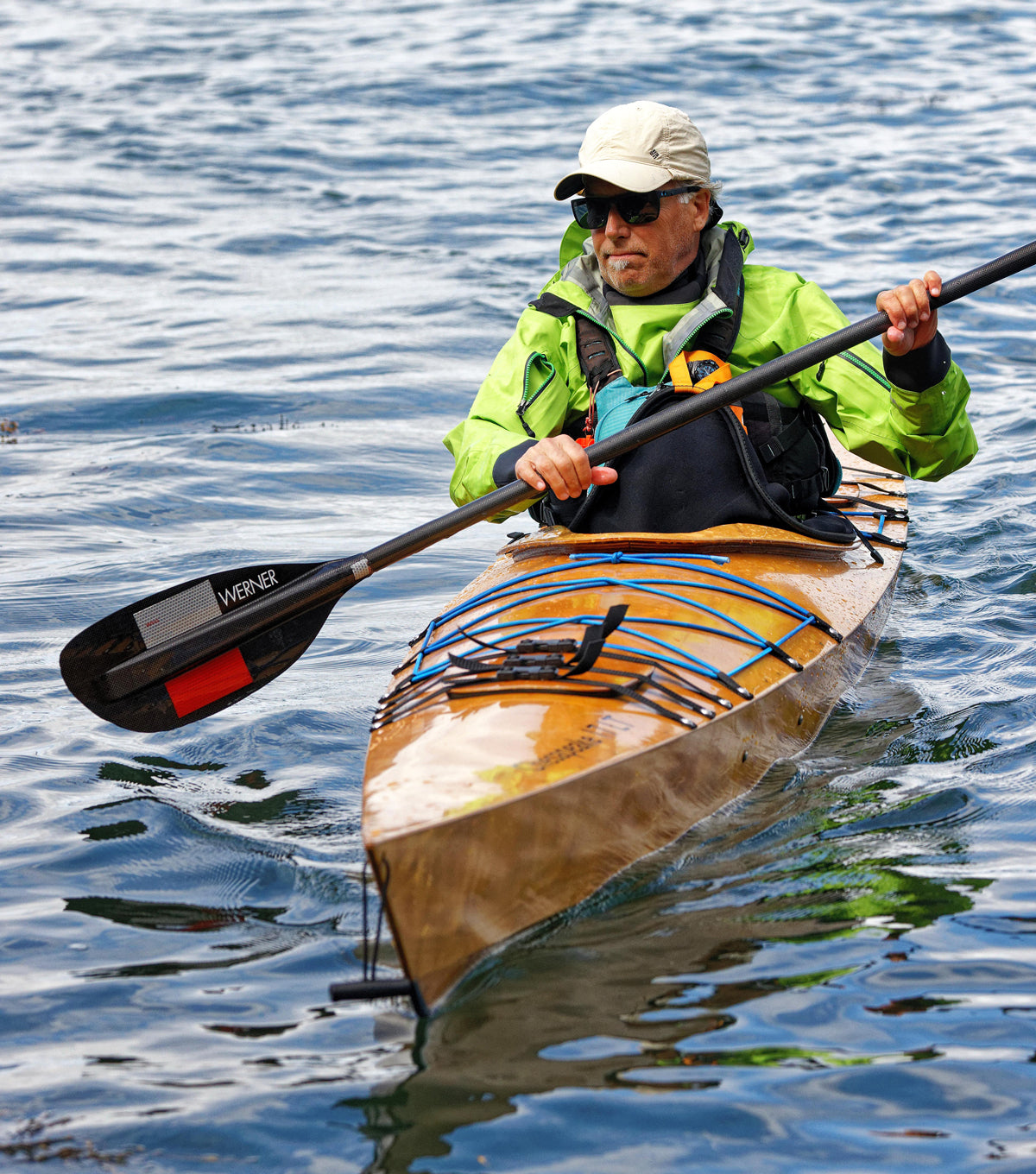Paddling a Chesapeake 17LT wooden kayak at the 2021 Schoodic Sea Kayak Retreat 