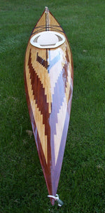A hybrid Chesapeake 17 wooden kayak with decoratively strip-planked deck Thumbnail