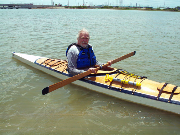 Terry M. in his Chesapeake 18 wooden kayak