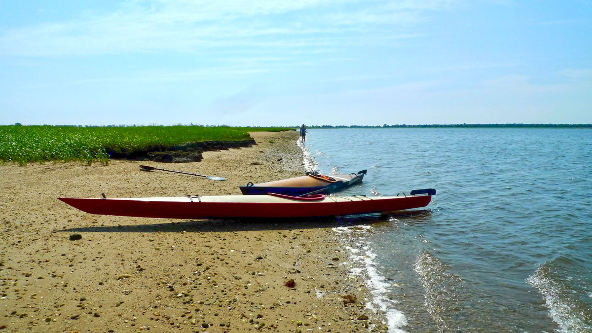 Chesapeake 18 and 16LT wooden kayaks build by Mike A. on Hallock's Bay, Northfork, Long Island, NY