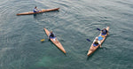 Gary A. and teammate rendezvous with other paddlers in his Chesapeake Triple wooden kayak Thumbnail