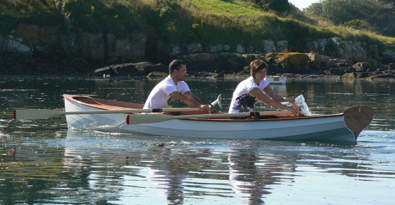 Tandem rowers on a Chester Yawl