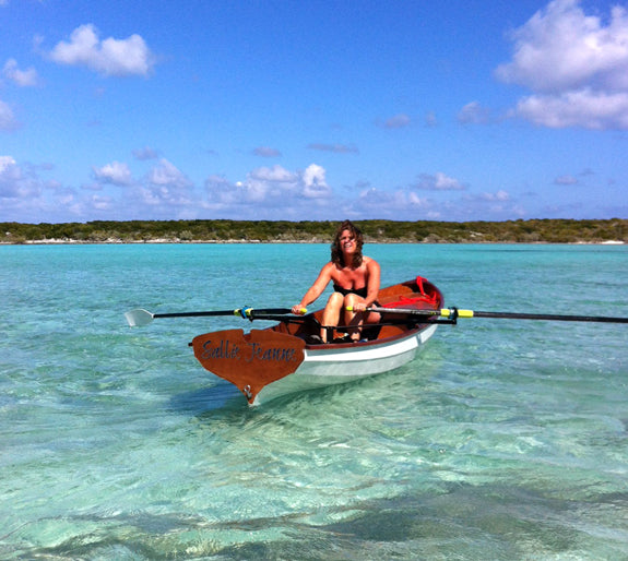 Dave E. built this Chester Yawl in Montana, and now it is getting rowed in the Bahamas.