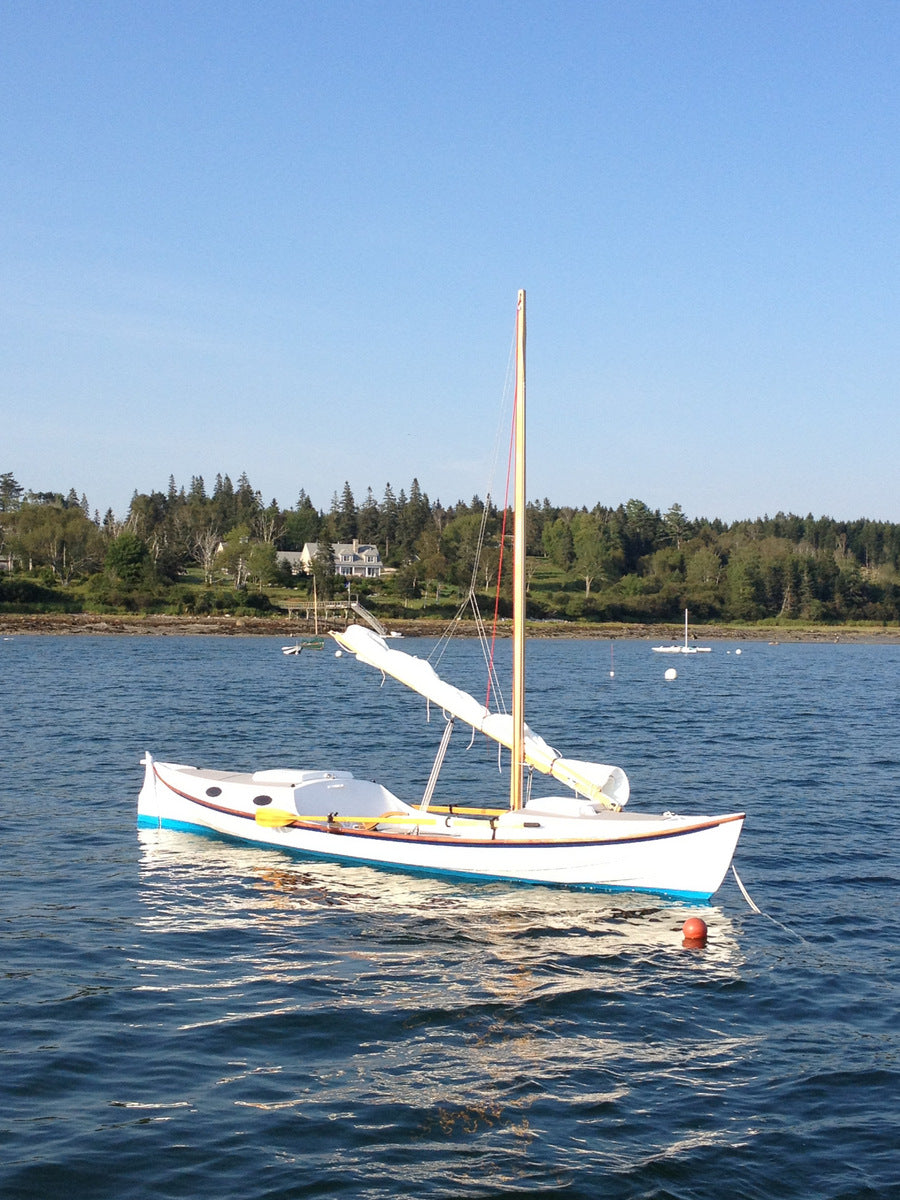A fairing cruiser moored at WoodenBoat school in Maine.