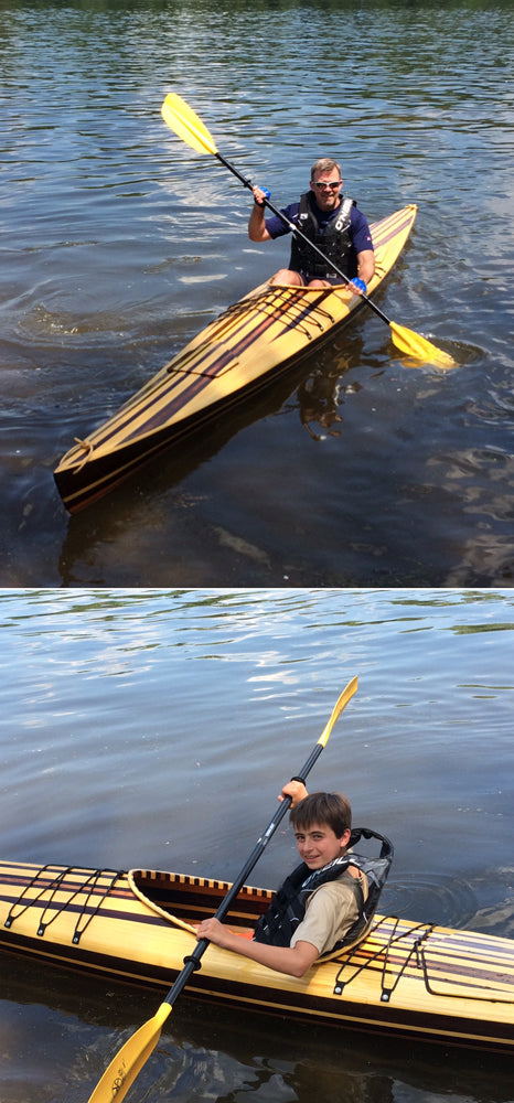 Two views of paddling a Great Auk 17 sea kayak by Steve B.